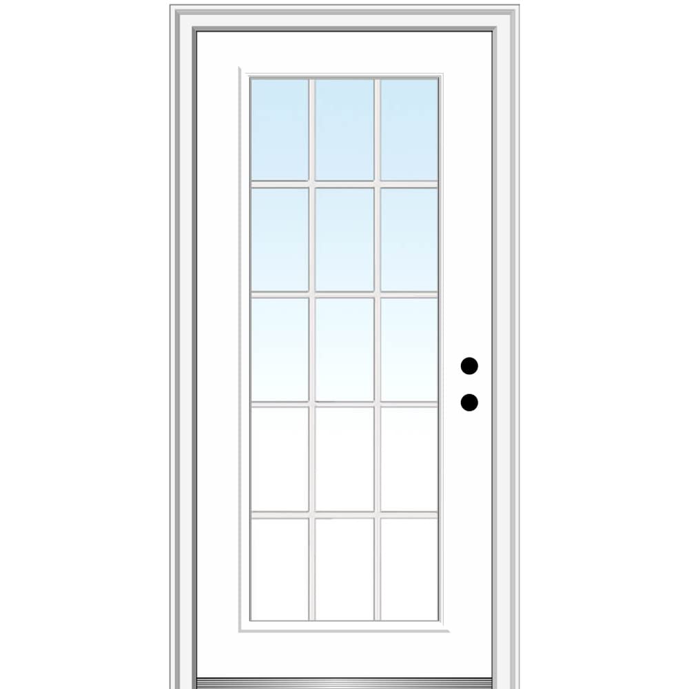 Steel Primed Left-Hand Inswing Full Lite Single Prehung Front Door 36" x 80" Y791458