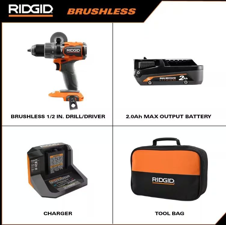18V Brushless Cordless 1/2 in. Drill/Driver Kit with 2.0 Ah Battery and Charger Q121