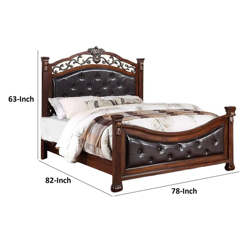 King Bed Tufted Faux Leather Headboard and Footboard G94415