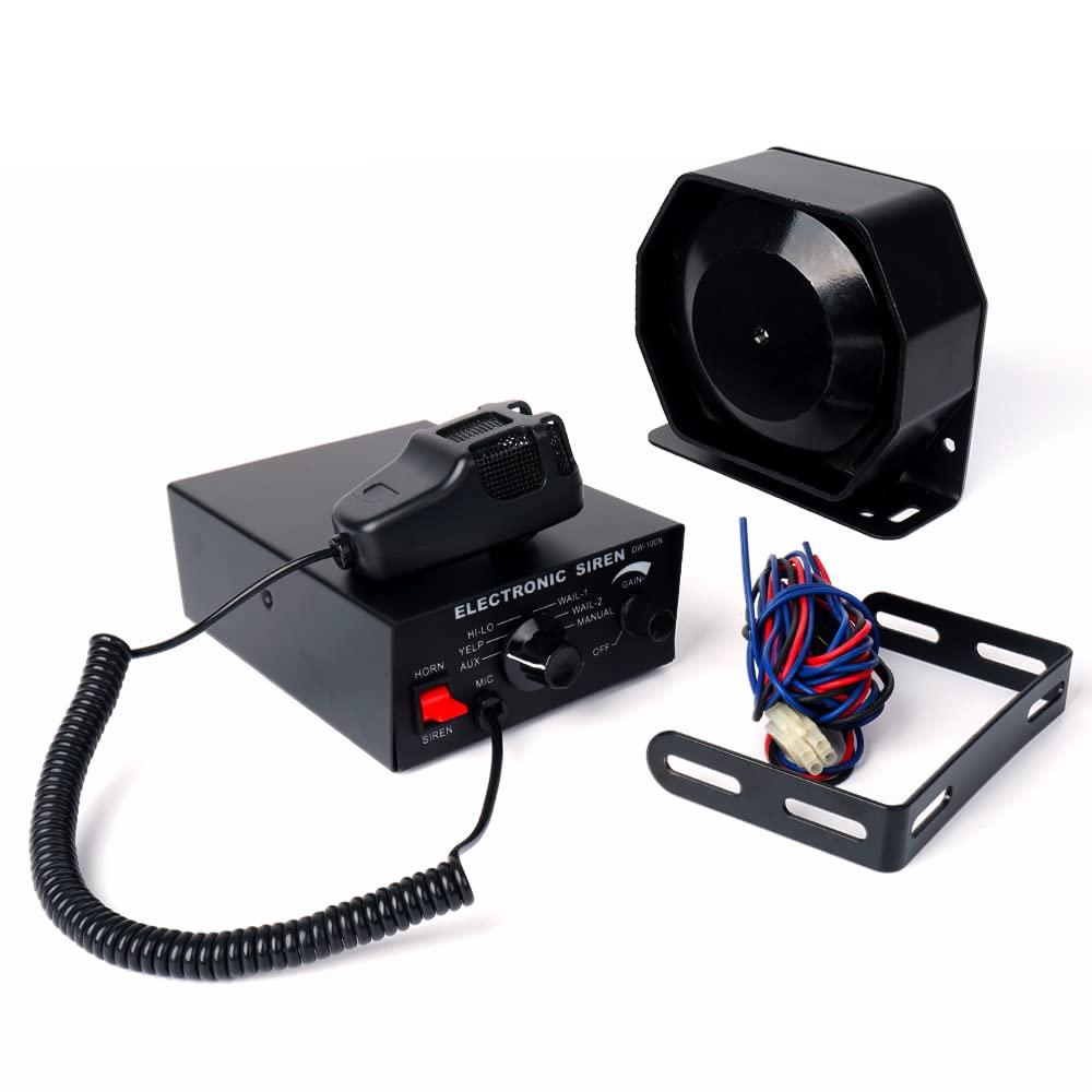 12V 100W 7 Tone Warning Speaker Siren Set with Microphone I869118