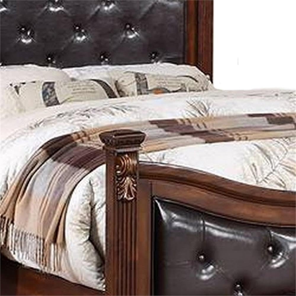 King Bed Tufted Faux Leather Headboard and Footboard G94415