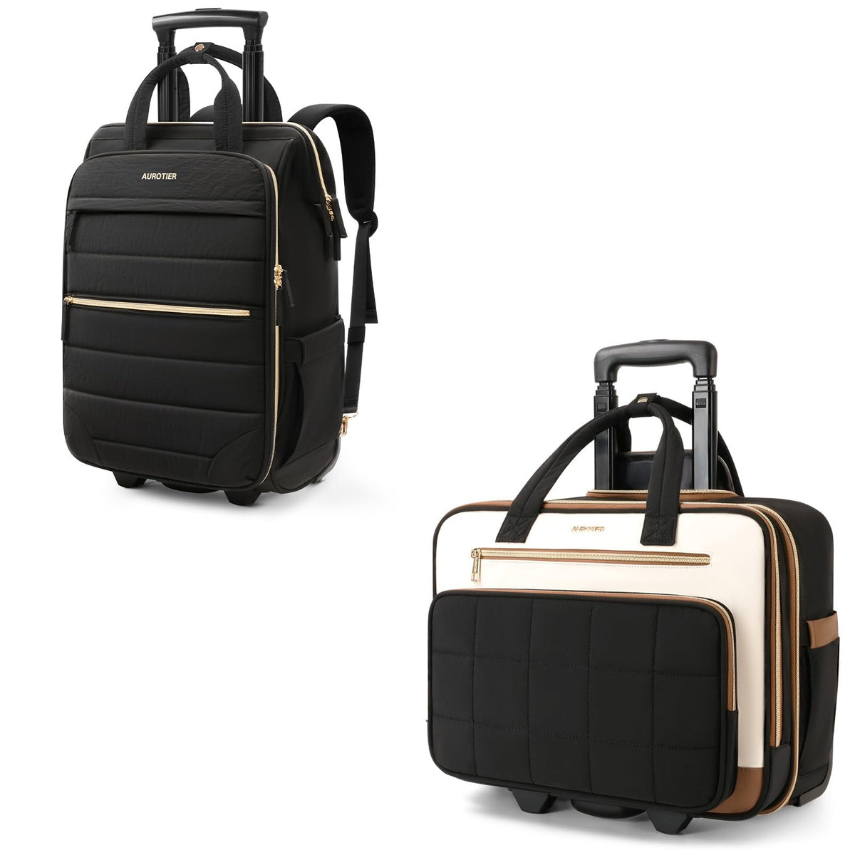 Rolling Puffer Laptop Bag Set with Wheels, 16 Inch Underseat Carry on Luggage J546452
