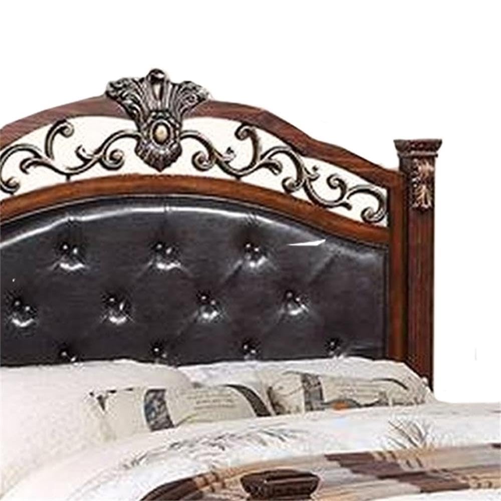 King Bed Tufted Faux Leather Headboard and Footboard G94415