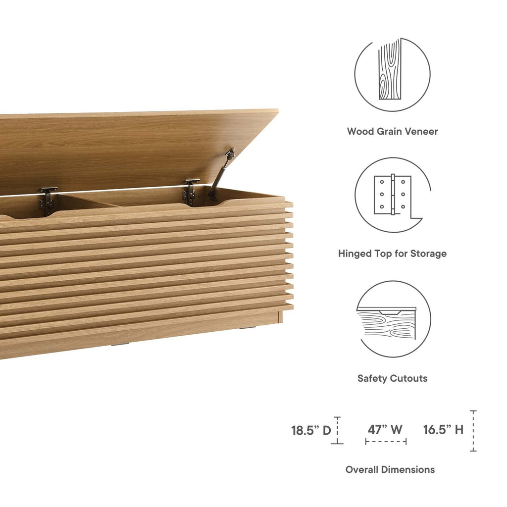 Oak Wood Grain Storage Bench N23800