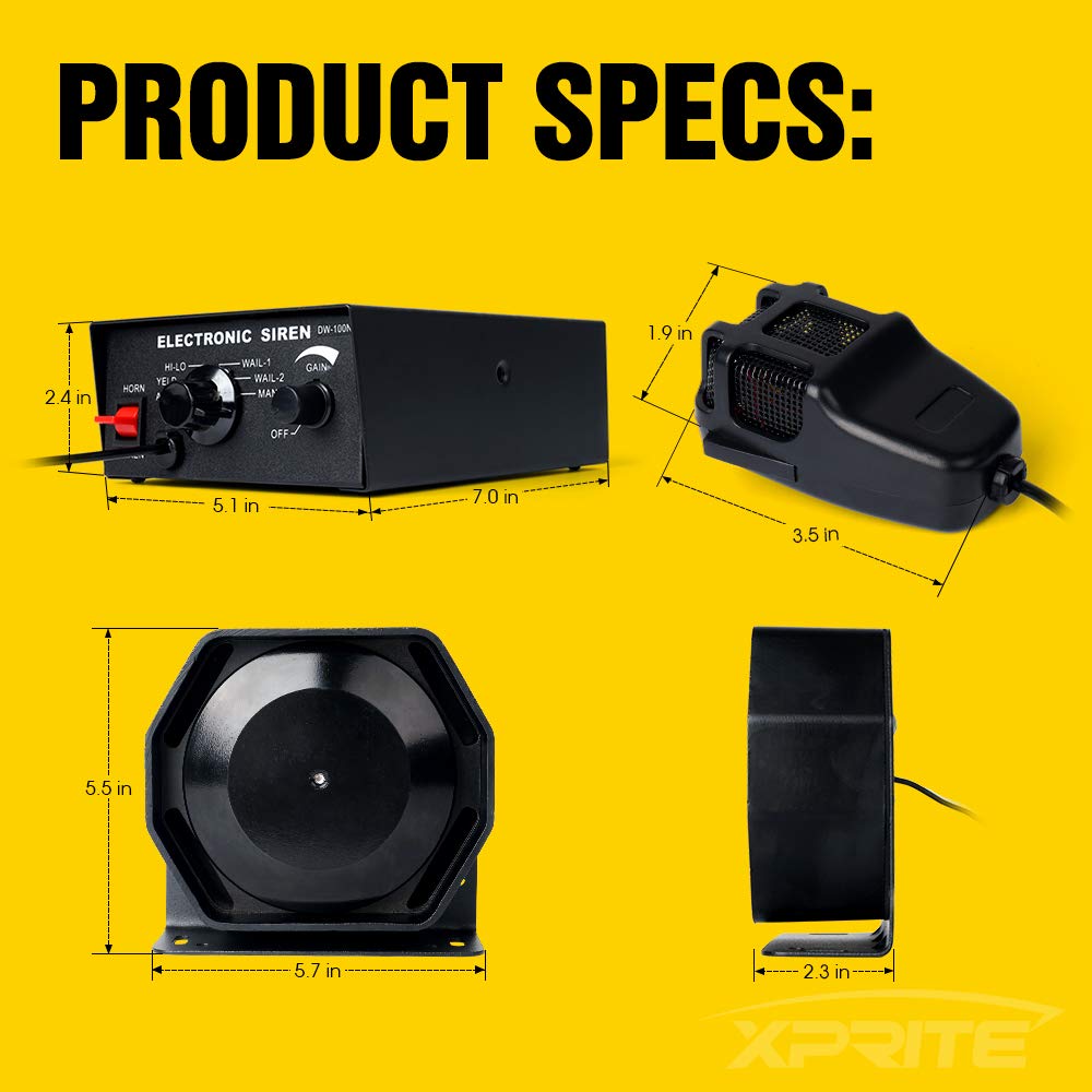 12V 100W 7 Tone Warning Speaker Siren Set with Microphone I869118