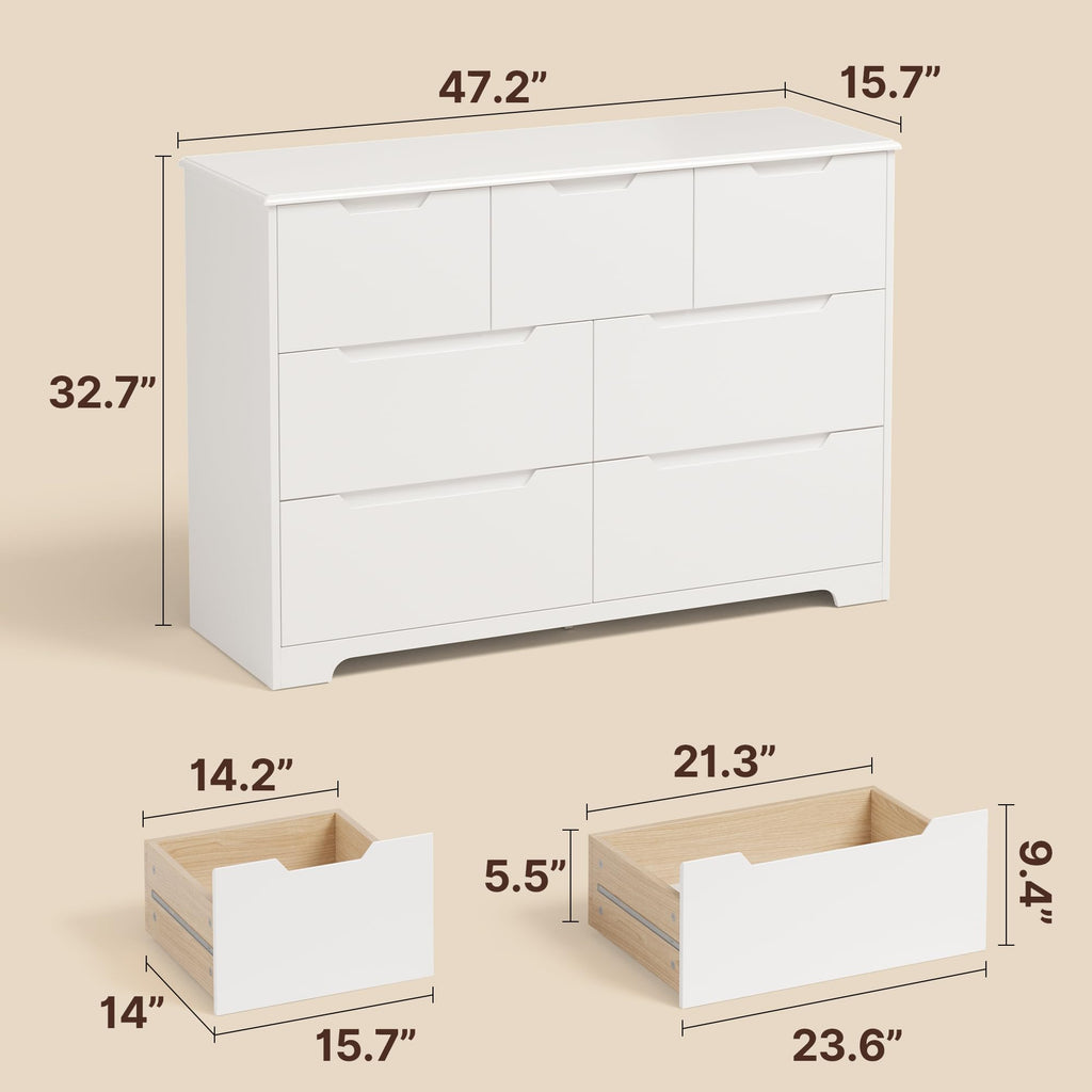White 7 Drawer Dresser U38634