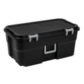 22 Gallon Black Wheeled Plastic Storage Trunk with Lids V2678