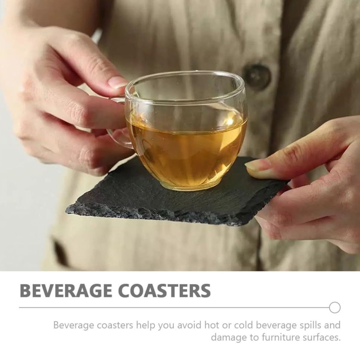 Natural Stone Drink Coasters Set V623740