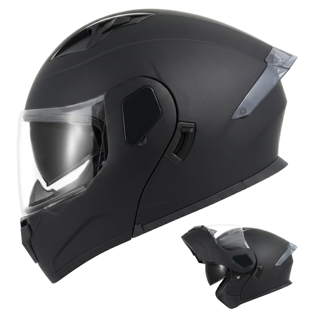 Full Face Flip Up Matte Black Motorcycle Helmet K509872