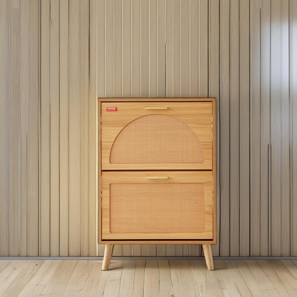 2 Flip Drawers Rattan Shoe Storage Cabinet N346703