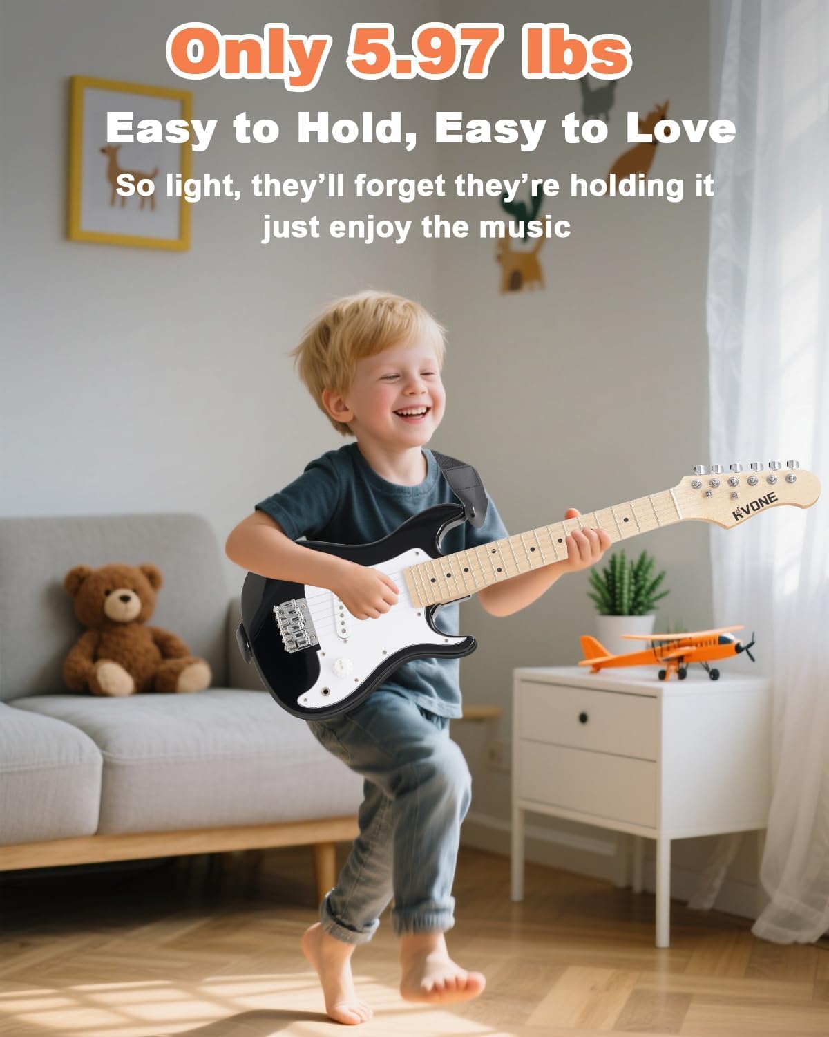 30 Inch Kids Electric Guitar Kit with 5W Amp Black Q819153