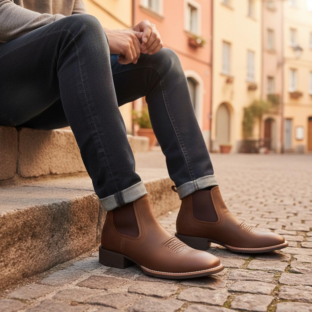 Slip-On Square Toe Western Boots C73878