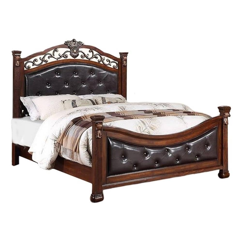 King Bed Tufted Faux Leather Headboard and Footboard G94415