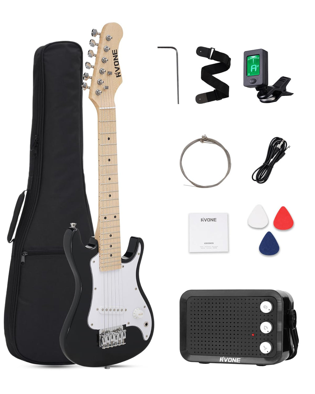 30 Inch Kids Electric Guitar Kit with 5W Amp Black Q819153