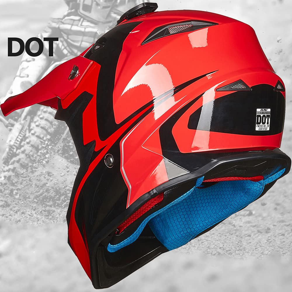 Adult Dirt Bike Helmets ATV Motocross Helmet with Camera Mount DOT Red Black M I82625