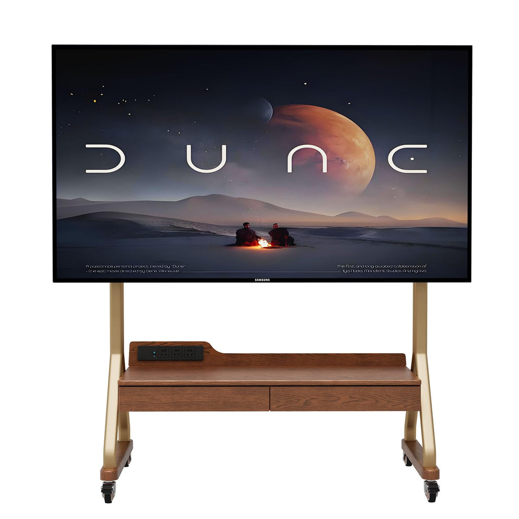 Rolling TV Stand with Wheels for 40-75" TVs, Height Adjustable, 2 Drawers N32853