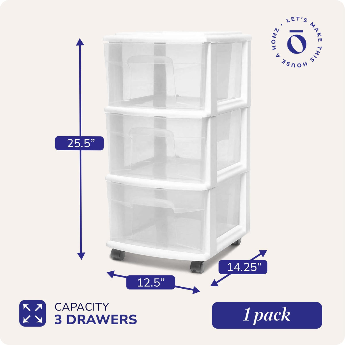 3-Tier Storage Cart with Removable Wheels F61476