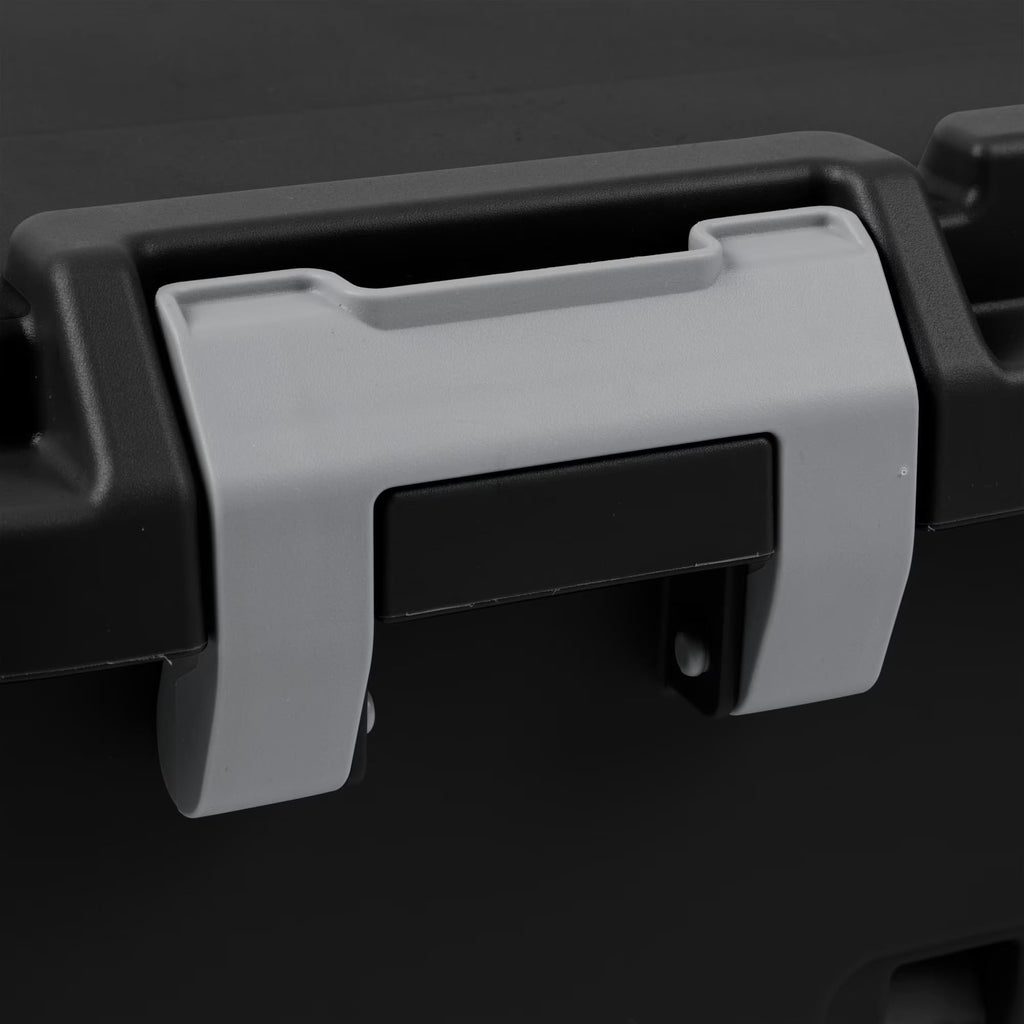 22 Gallon Black Wheeled Plastic Storage Trunk with Lids V2678