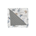 Vintage Planes Helicopters Hot Air Balloon Soft Mink Dotted Backing Double Layer Baby Blanket 30x40 J1966