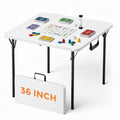 36" Square White Plastic Folding Card Table with Carrying Handle B229877