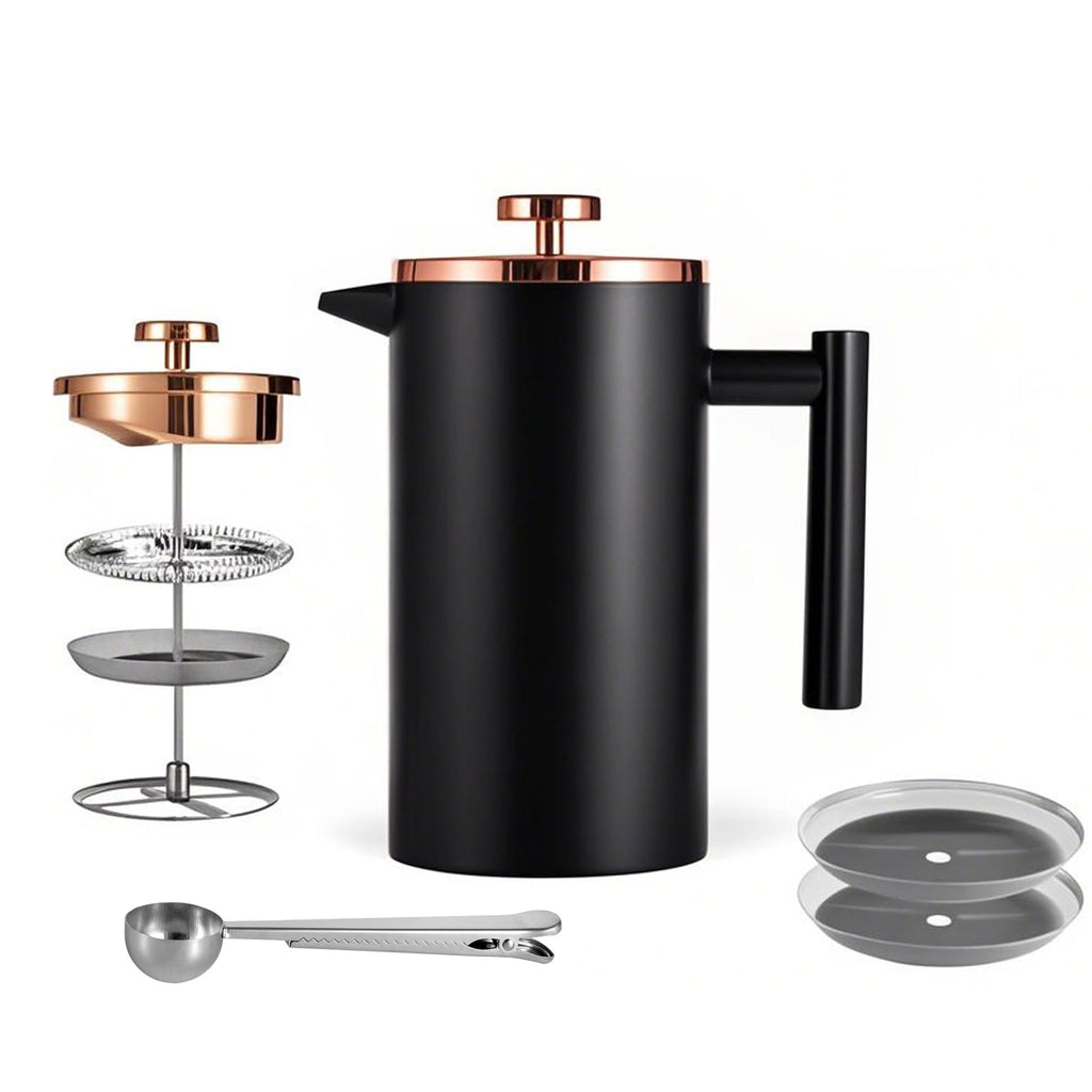 Black Stainless Steel 12oz French Press Coffee Maker S48405