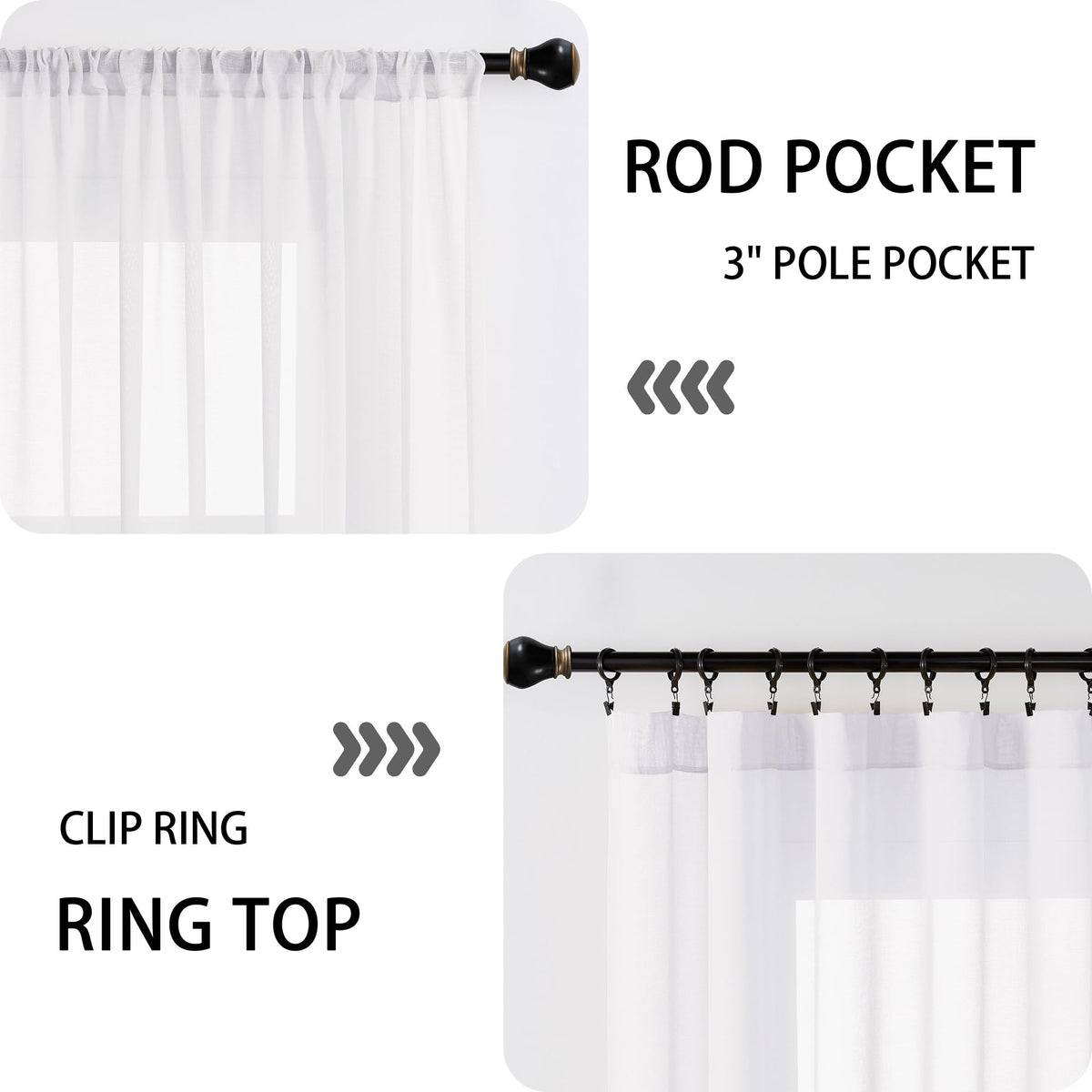 White Linen Textured Sheer Curtains, 25 x 72 Inches, 1 Panel Z450