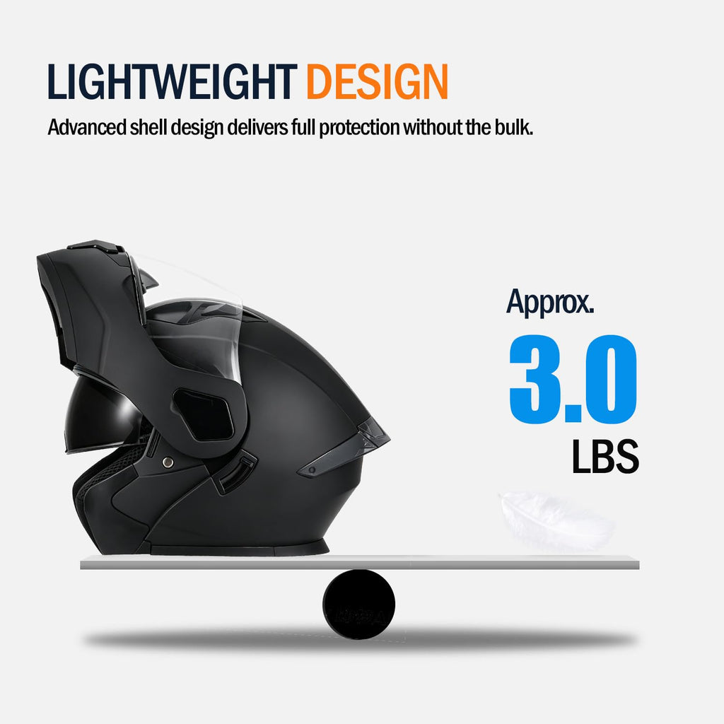 Full Face Flip Up Matte Black Motorcycle Helmet K509872