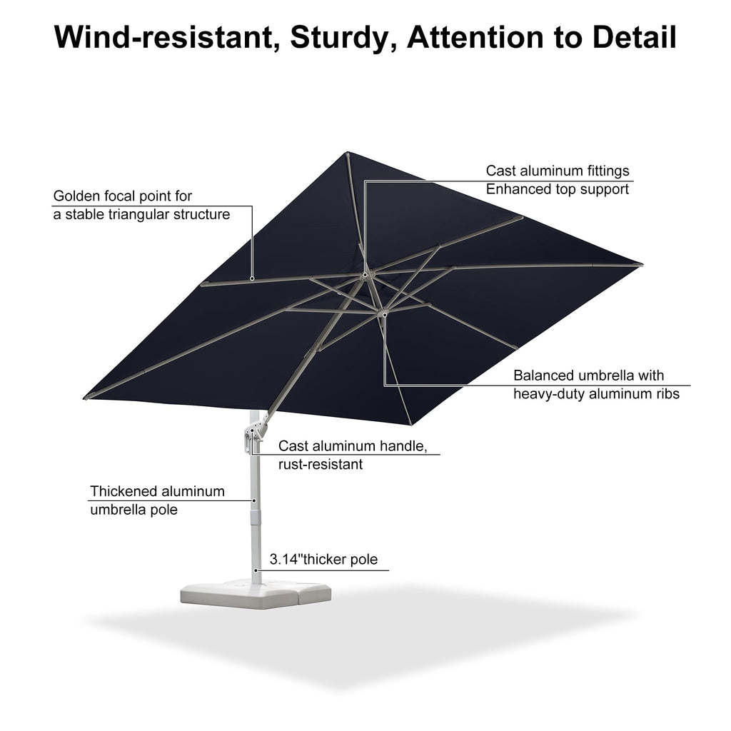 Navy Blue Aluminum Patio Umbrella with Base U36381