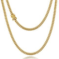 3mm 6mm Cuban Link Chain 14K Gold Plated Stainless Steel Necklace U706