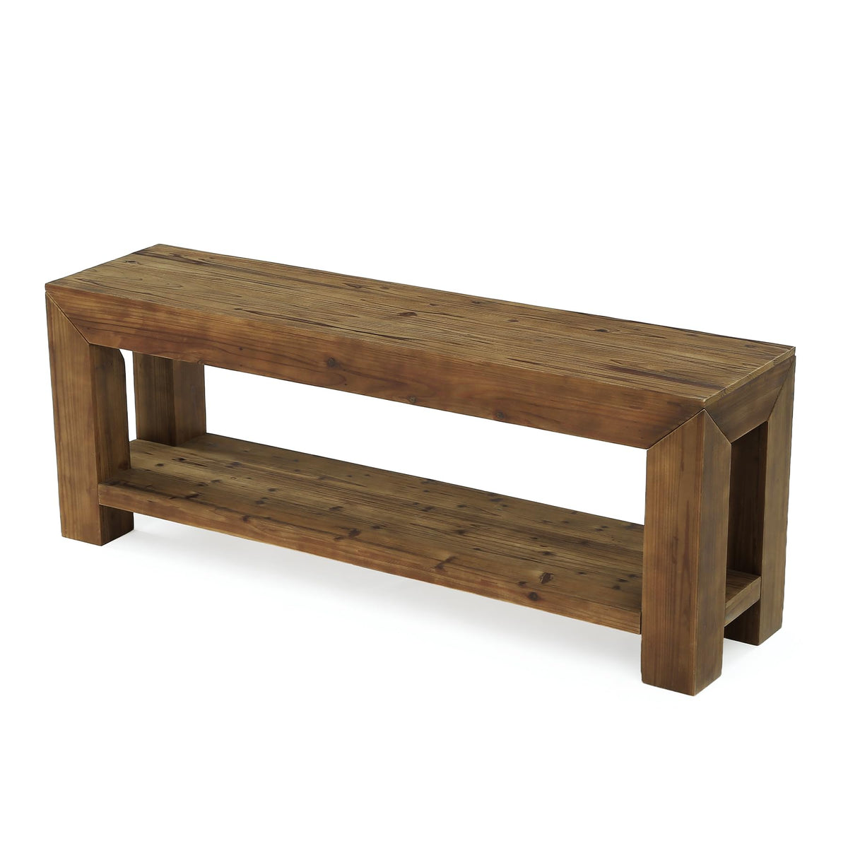 Solid Wood 63" TV Stand with Open Storage Shelves X9685