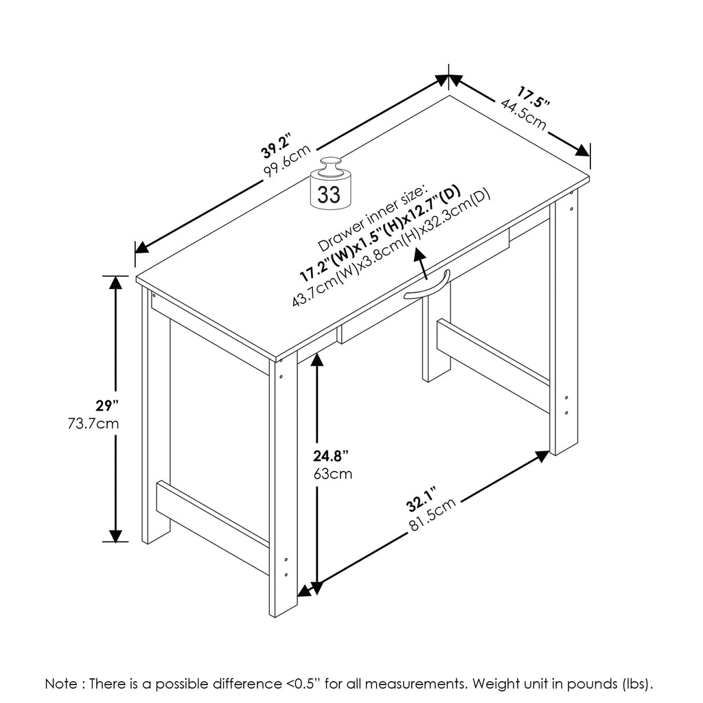Black Writing Desk with Drawer C376067