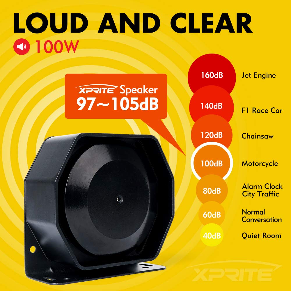 12V 100W 7 Tone Warning Speaker Siren Set with Microphone I869118