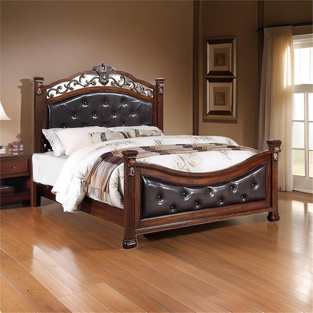 King Bed Tufted Faux Leather Headboard and Footboard G94415