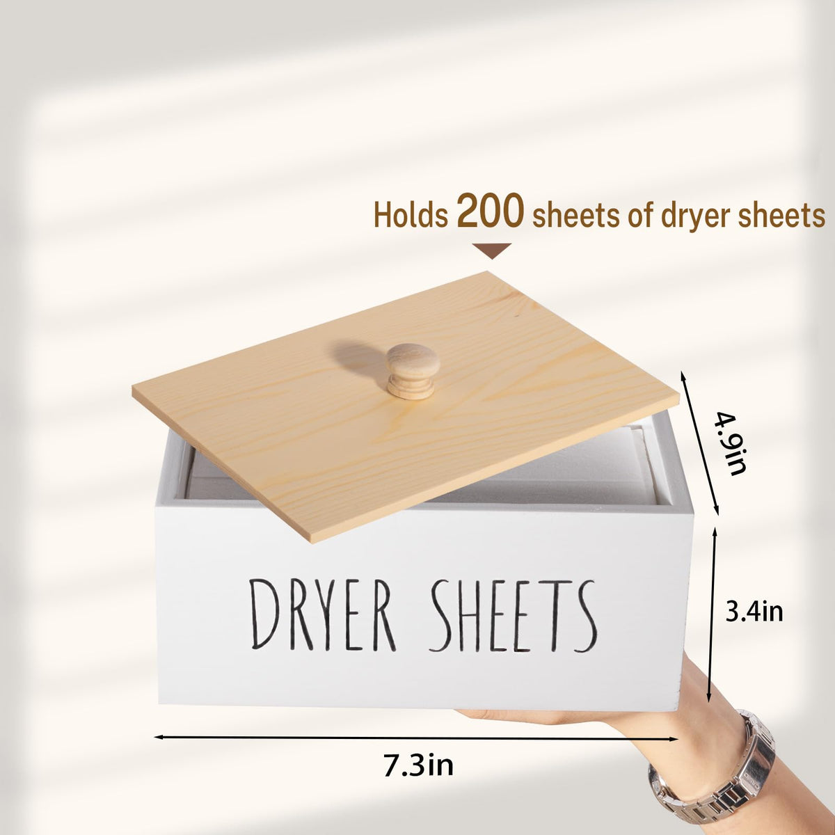Wood Laundry Detergent Dispenser Holder with Lid M87532