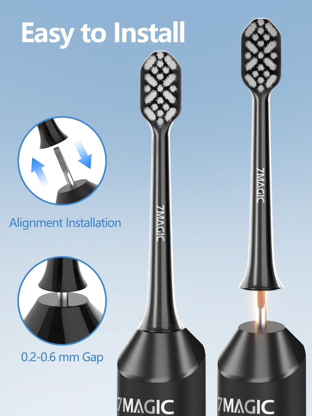 Electric Toothbrush Replacement Brush Heads 2-Pack Black D926