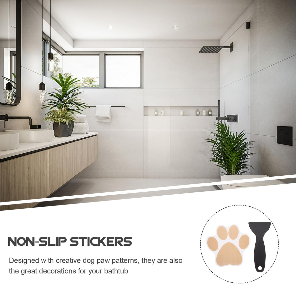 Dog Paw Non Slip Bathtub Stickers with Scraper R775920