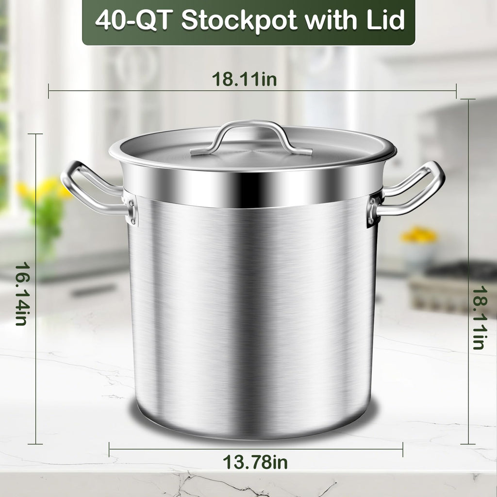 40QT Stainless Steel Stockpot with Lid P54431
