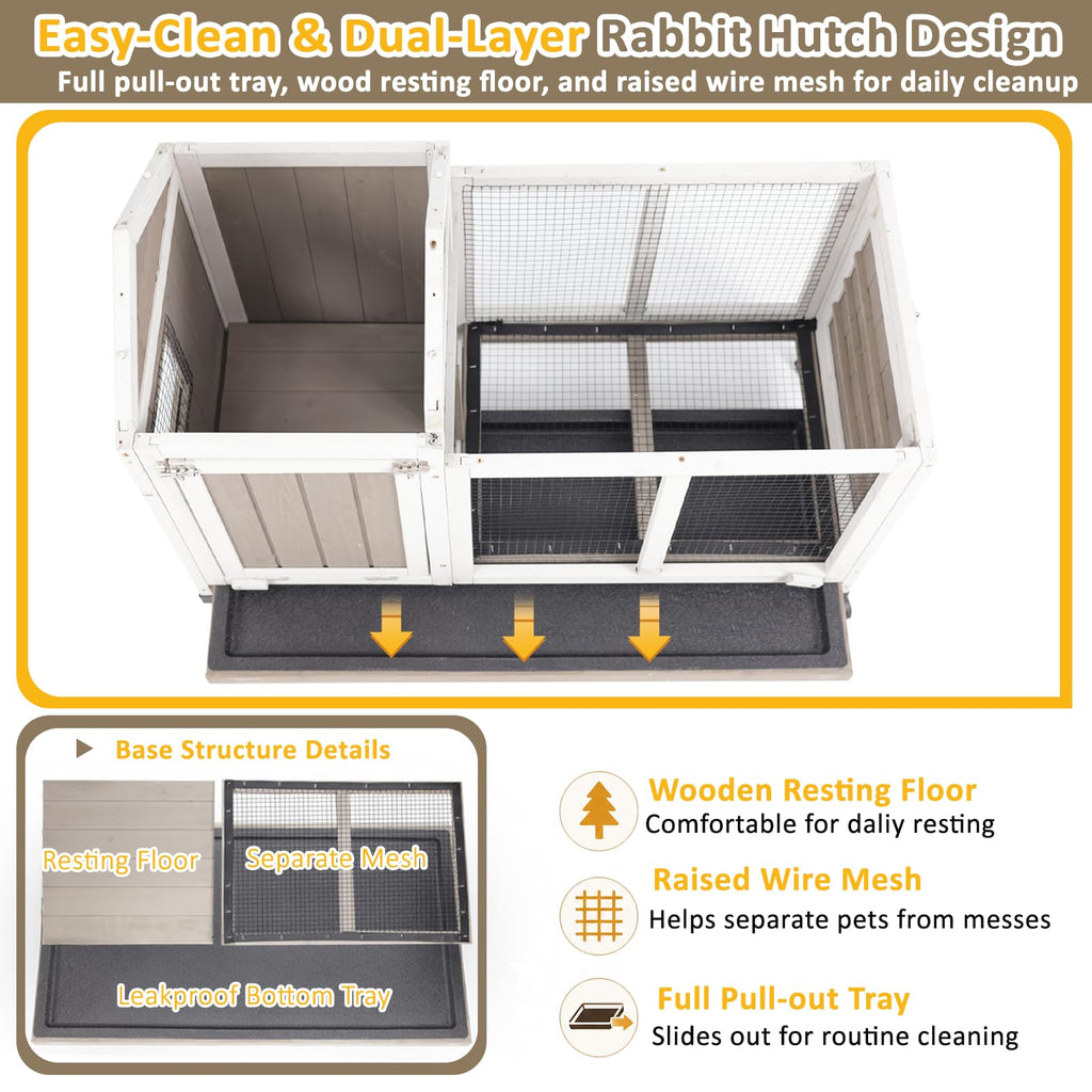 Outdoor Rabbit Hutch 2-Story Bunny Cage with Run G394184