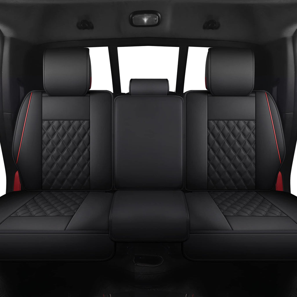 Waterproof Synthetic Leather Car Seat Covers 5PCS Full Set Black Red M3152