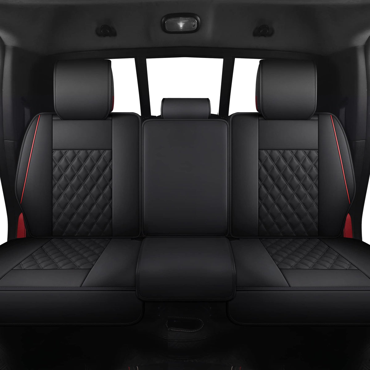 Waterproof Synthetic Leather Car Seat Covers 5PCS Full Set Black Red M3152