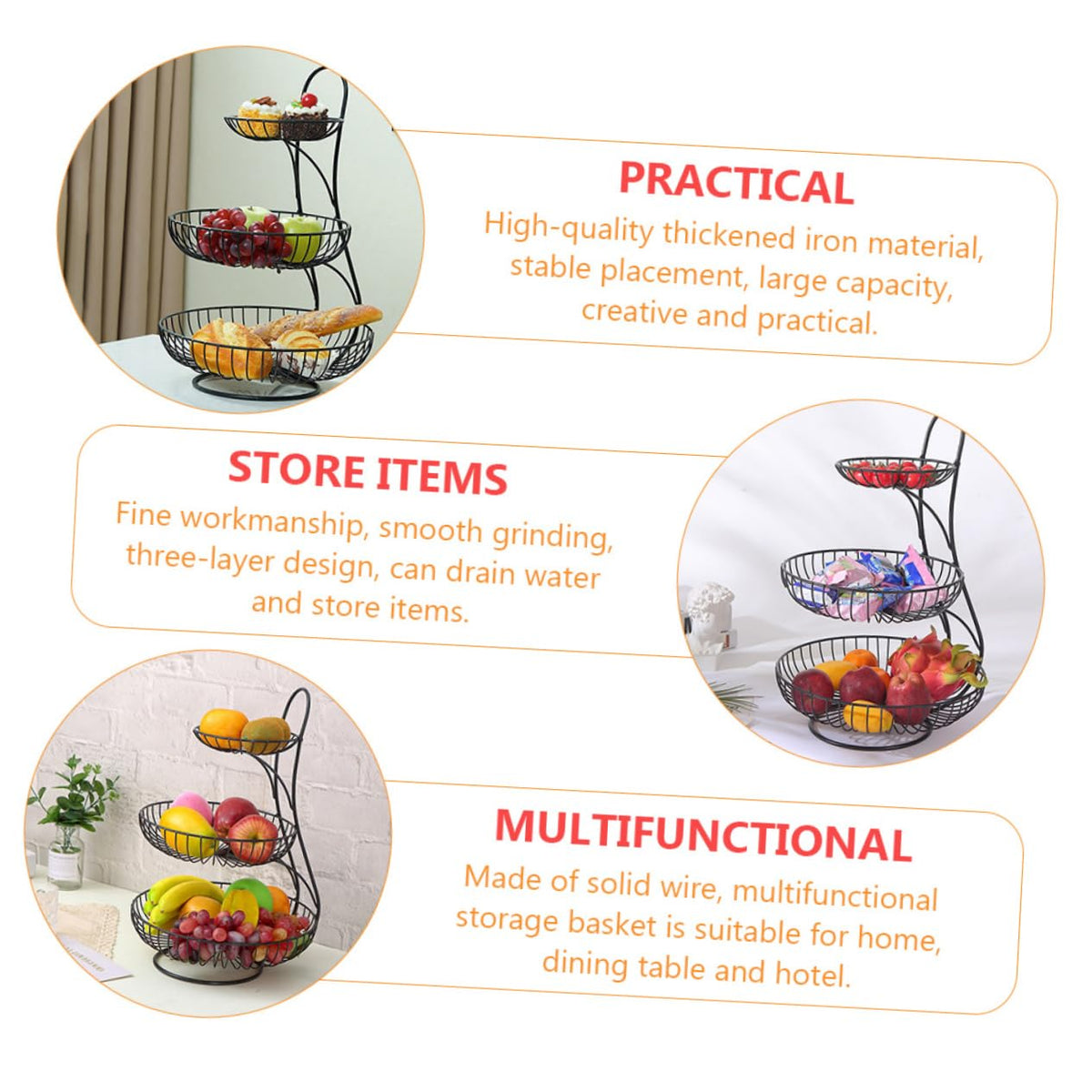 3-Tier Iron Basket K32428