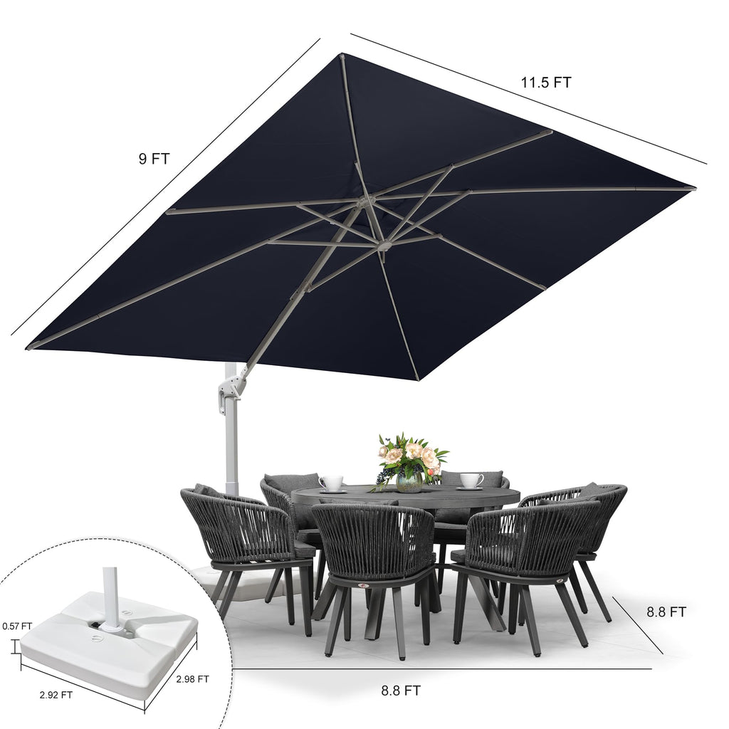 Navy Blue Aluminum Patio Umbrella with Base U36381