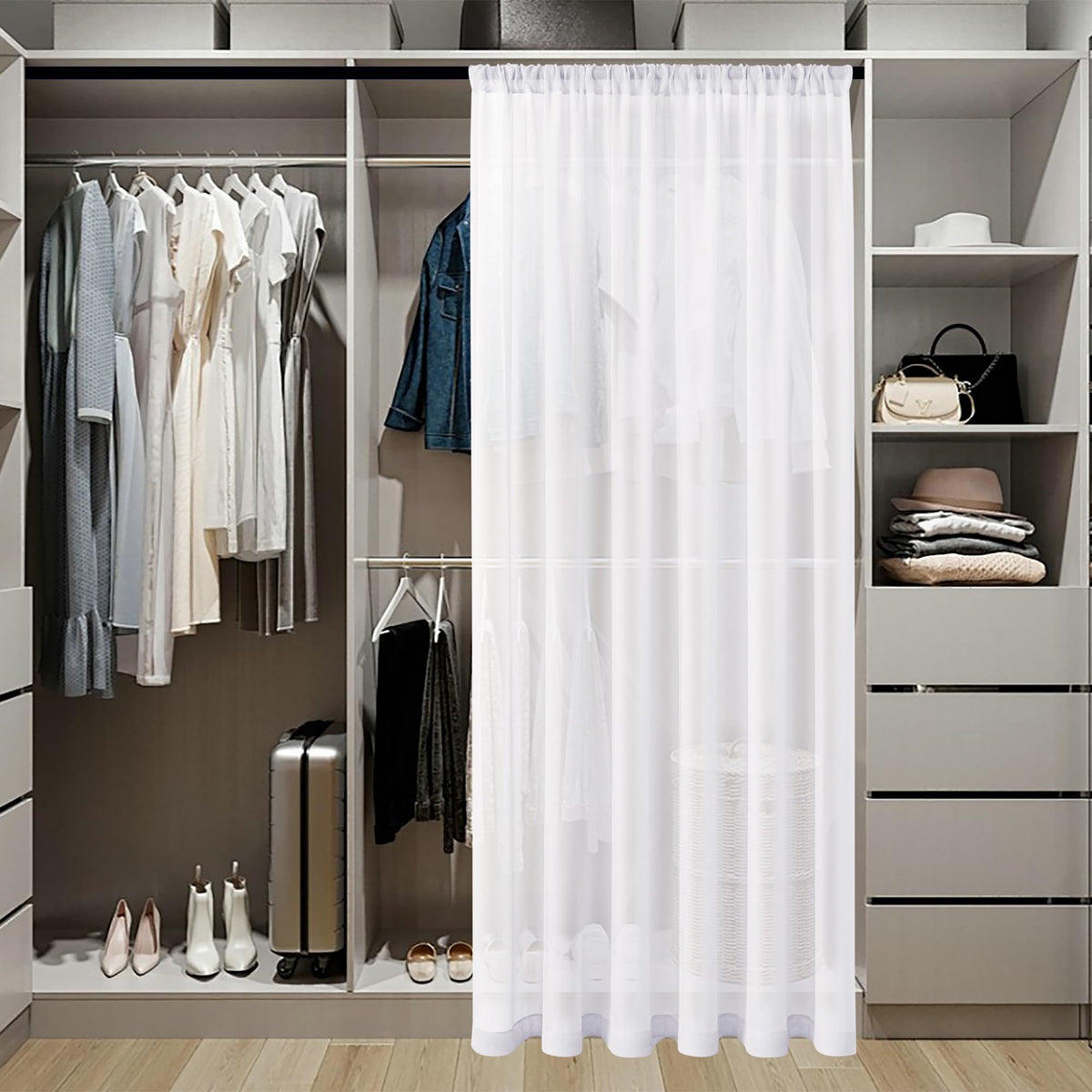 White Linen Textured Sheer Curtains, 25 x 72 Inches, 1 Panel Z450