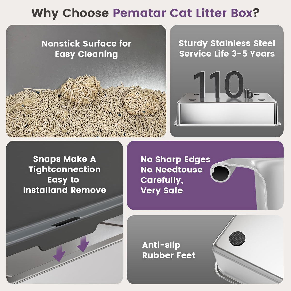 Stainless Steel Litter Box with Lid J160634