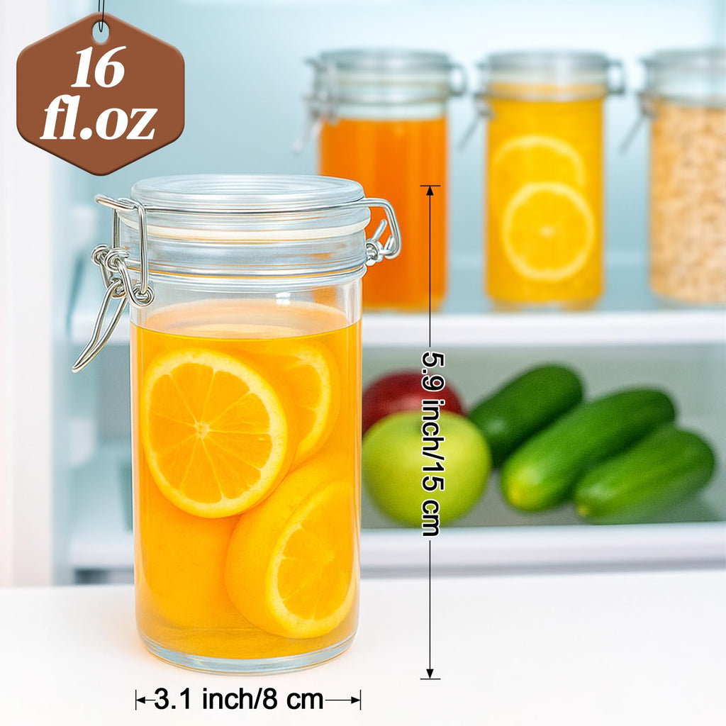 8 PCS 16 oz Glass Jars with Airtight Lid L804585