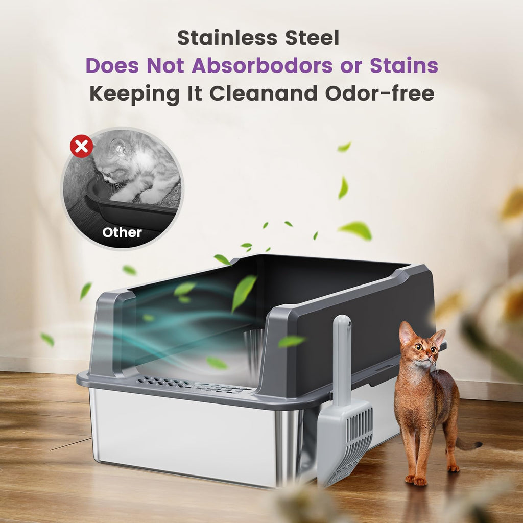 Stainless Steel Litter Box with Lid J160634