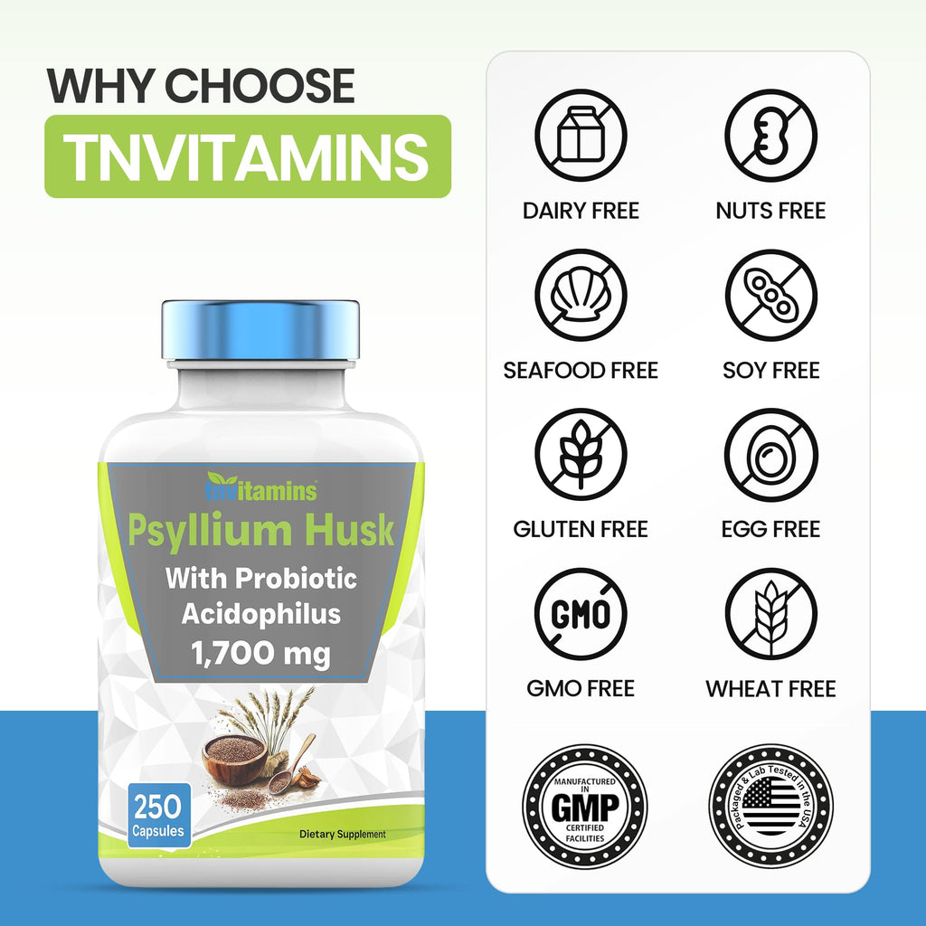 Psyllium Husk Capsules 1700 MG 250 Capsules H83227