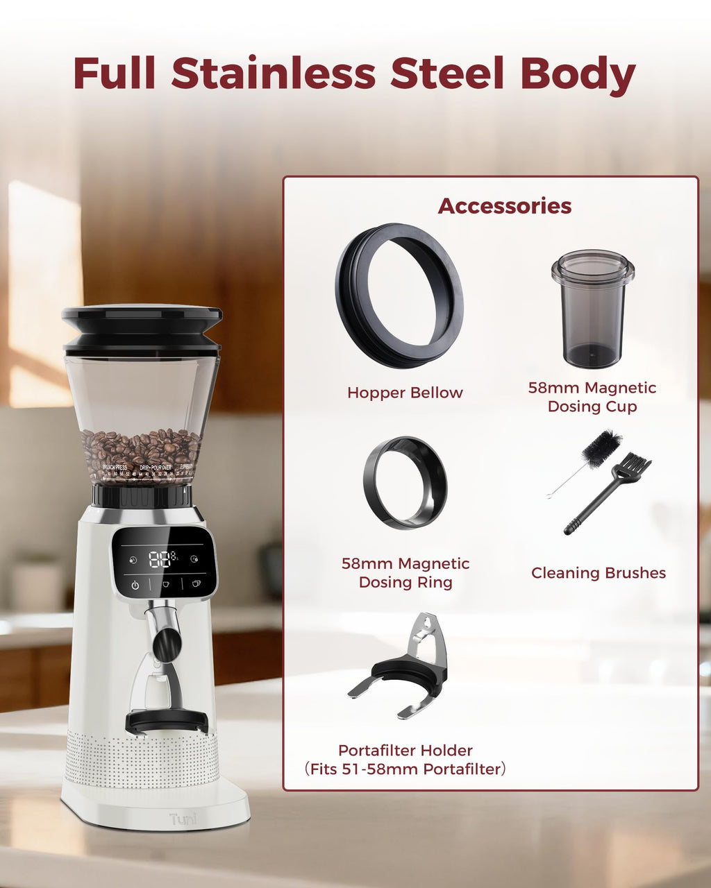 Conical Burr Coffee Grinder with 70 Grind Settings I6164