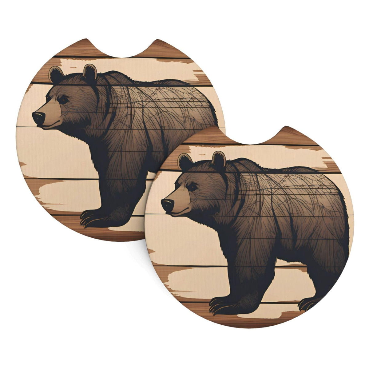Car Coasters Set of 2 Black Bear 2.7 in I450