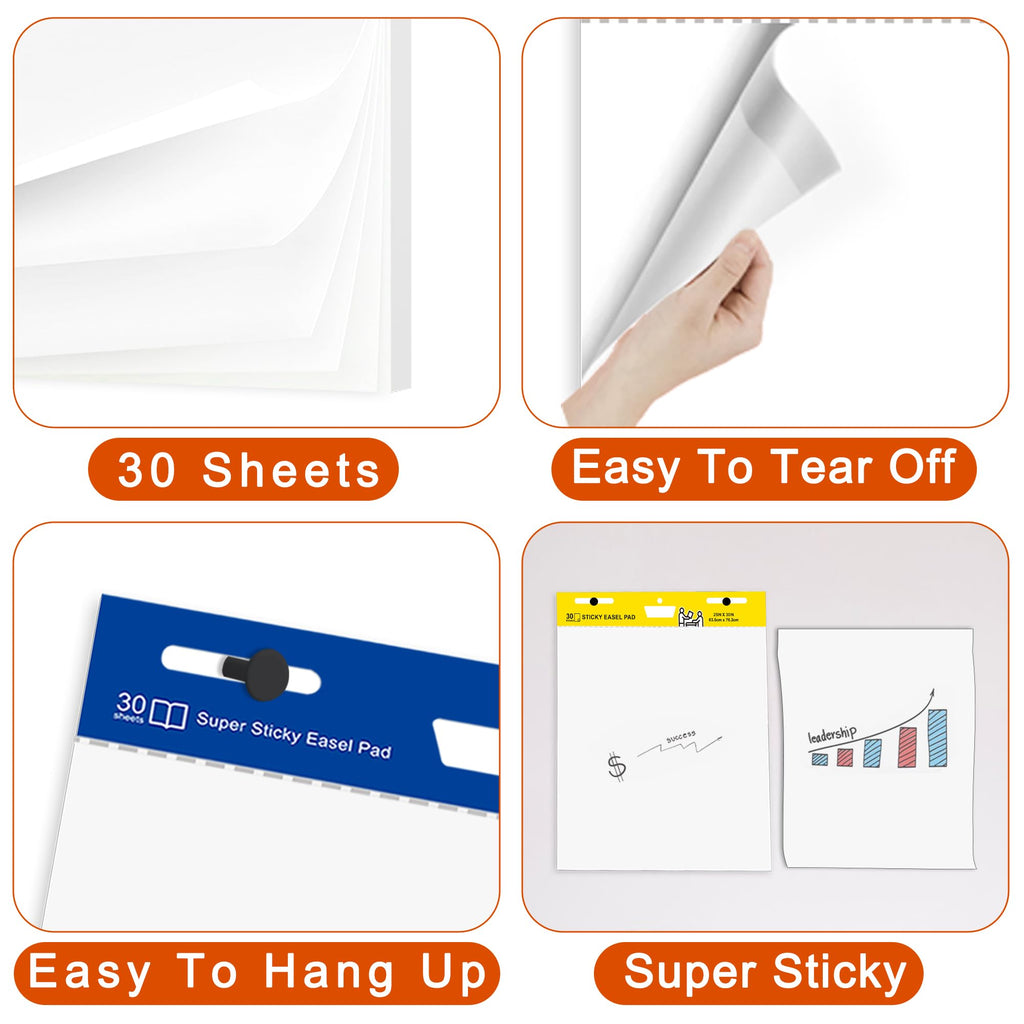 Self Stick Flip Chart Paper 25 in x 30 in 30 Sheets 4 Pad Pack White Y967130